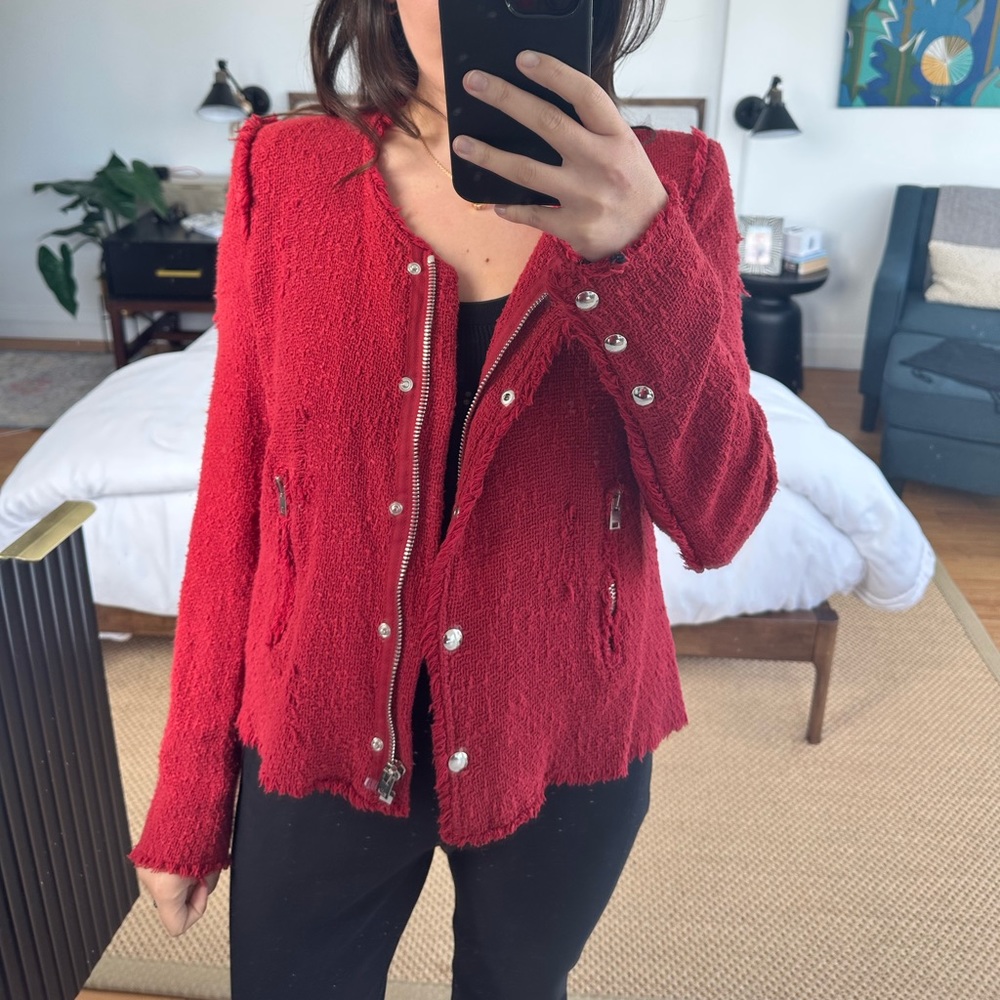 Iro Tweed Pattern Red Evening Jacket - Size 40